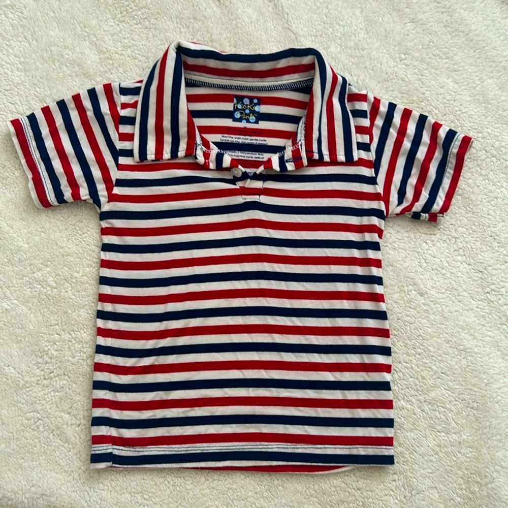 Kickee Pants Red White Blue 4th of July Patriotic Polo Collar Bamboo Shirt